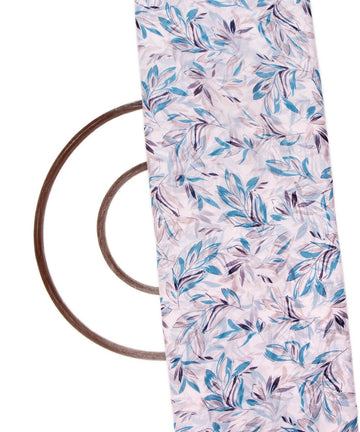 White Colour Leaf Print Chiffon Fabric